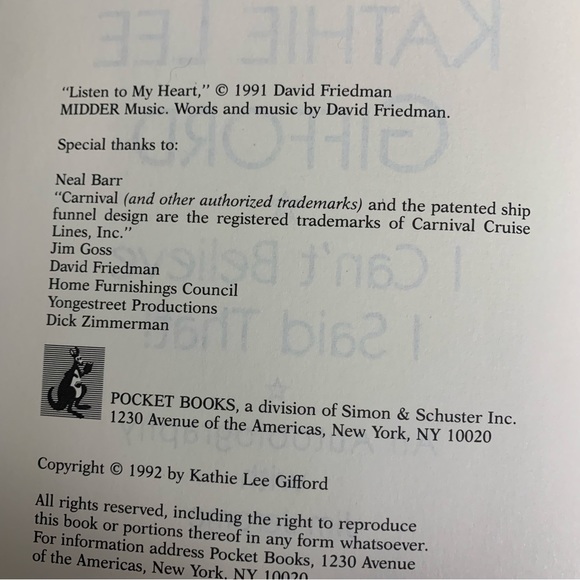 I Can’t Believe I Said That! An autobiography by Kathie Lee Gifford Book - Picture 5 of 5